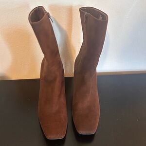 JustFab Brown Heeled Boots with Chunky Heel